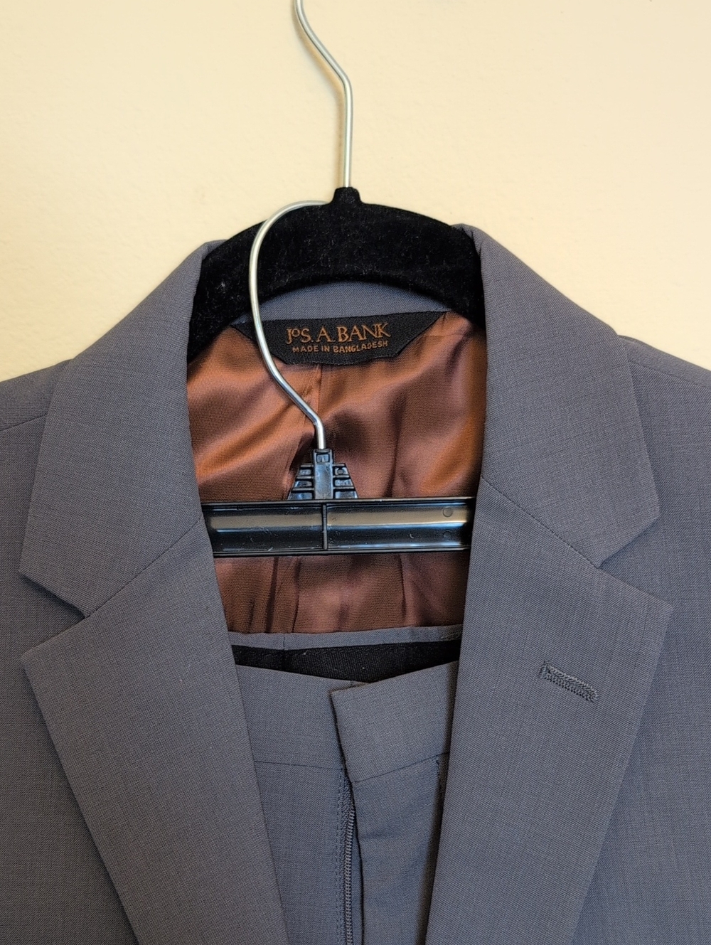 Jos. A. Bank Men's Slate Gray Suit Jacket with Brown Lining 36R 30/30 Pants